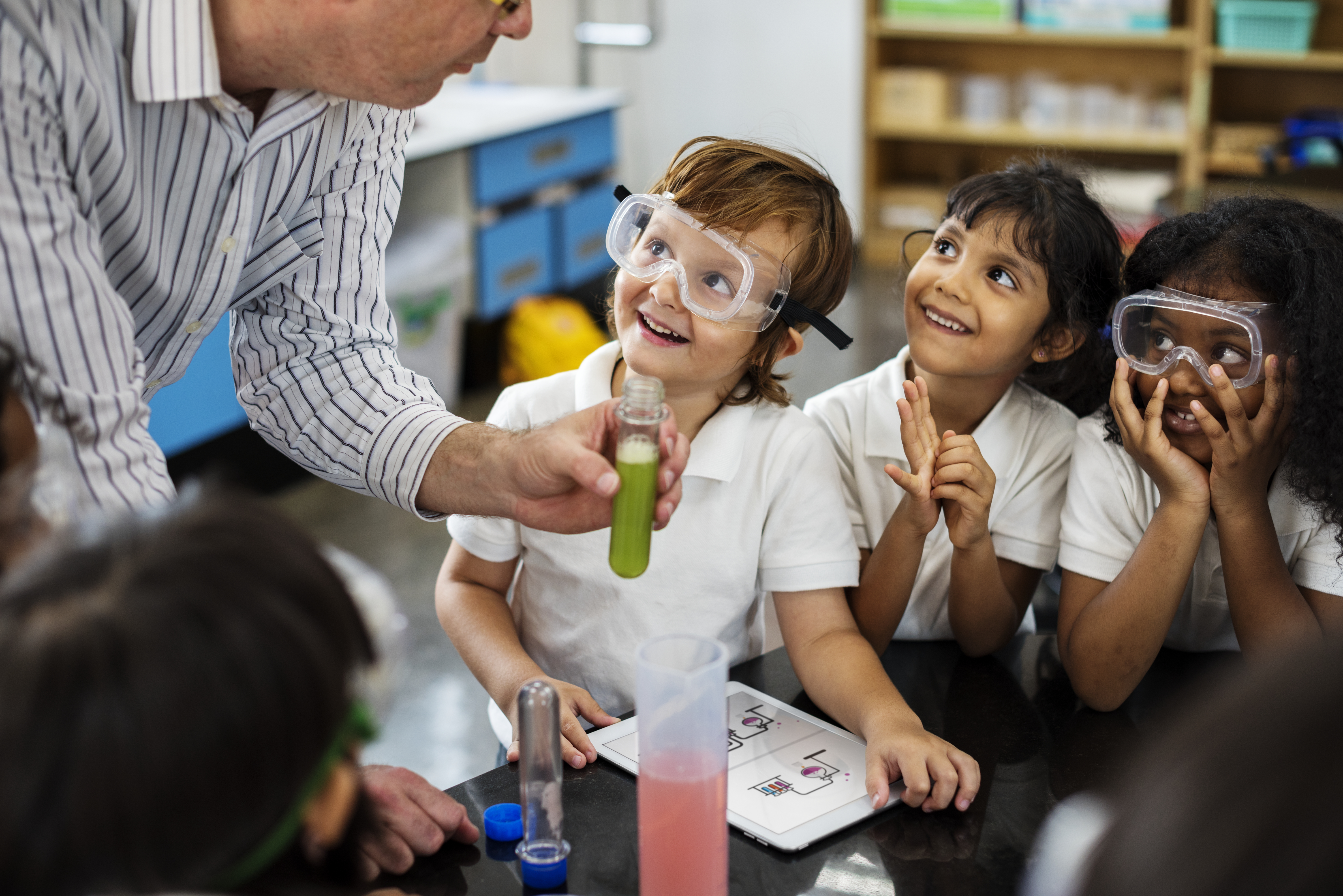 Children In Science Class Lab