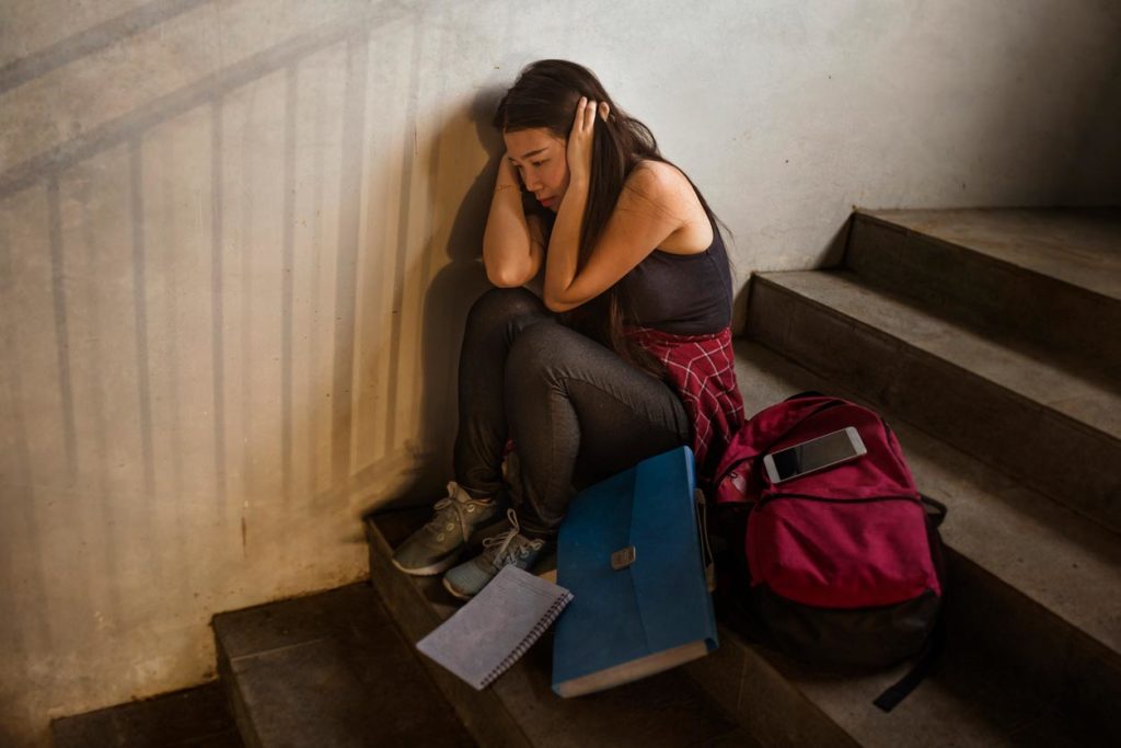 Student Fearful On Stairs